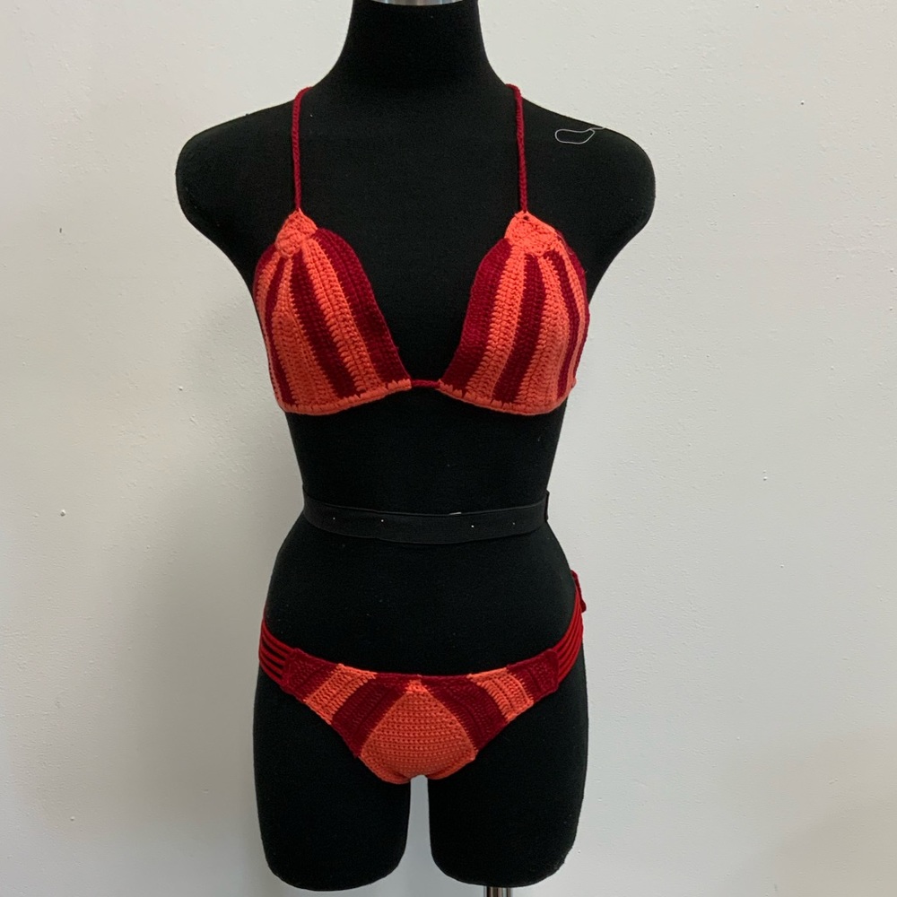 Crochet Knit bikini set - red